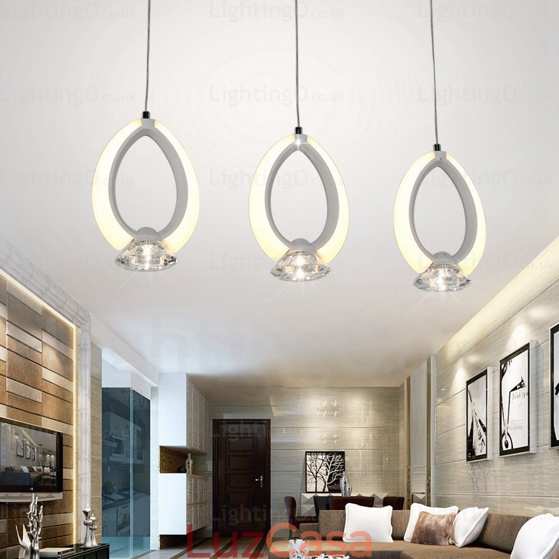 1 luz moderna contemporânea pendente com cúpula de cristal