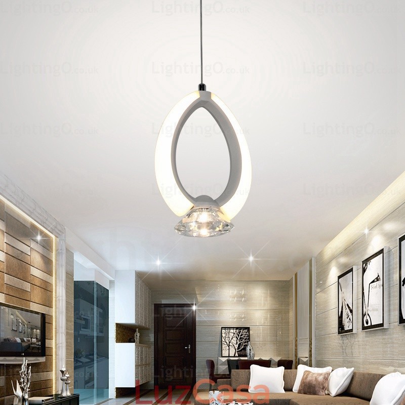 1 luz moderna contemporânea pendente com cúpula de cristal