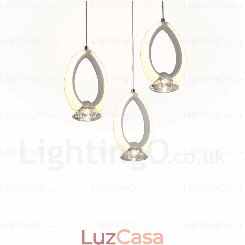 1 luz moderna contemporânea pendente com cúpula de cristal