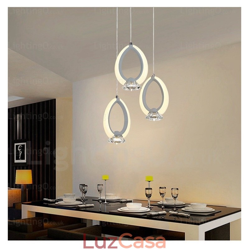 1 luz moderna contemporânea pendente com cúpula de cristal