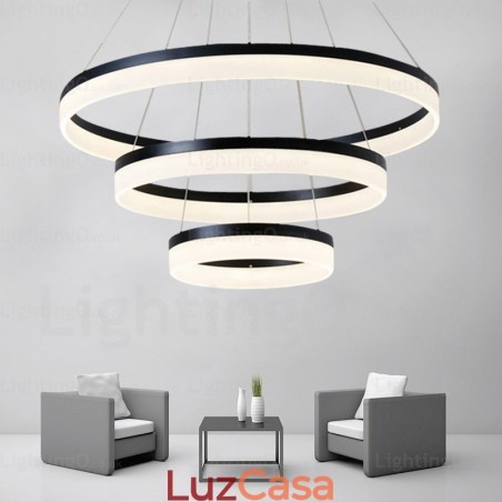 Wi Fi Smart Dimmable 3 anéis moderno contemporâneo pingente luz com acrílico sombra Wi Fi Smart Dimmable 3 anéis moderno contemporâneo pingente luz com acrílico sombra