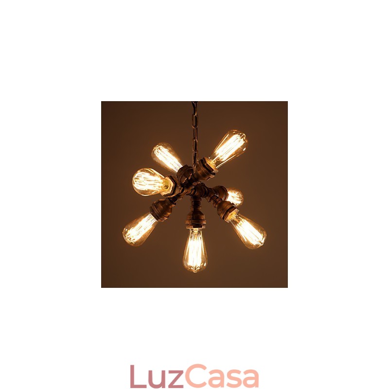 Lustre de metal galvanizado vintage rústico Lodge