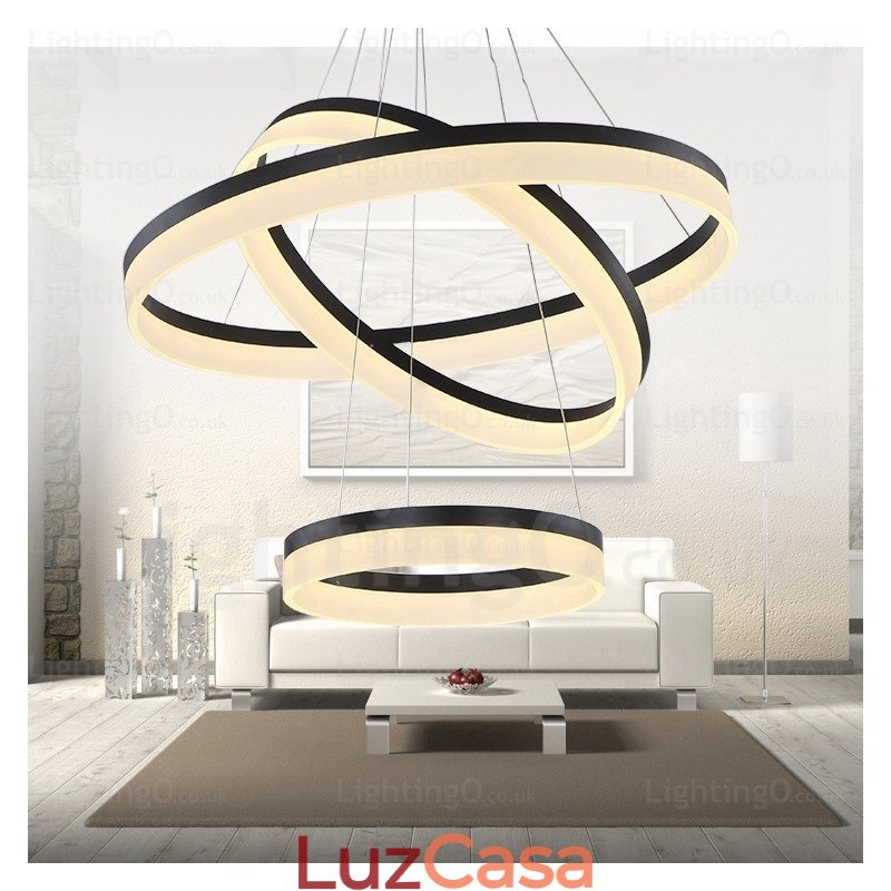 Wi Fi Smart Dimmable 3 anéis moderno contemporâneo pingente luz com acrílico sombra