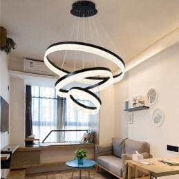 Wi Fi Smart Dimmable 3 anéis moderno contemporâneo pingente luz com acrílico sombra