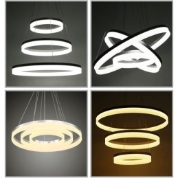 Wi Fi Smart Dimmable 3 anéis moderno contemporâneo pingente luz com acrílico sombra