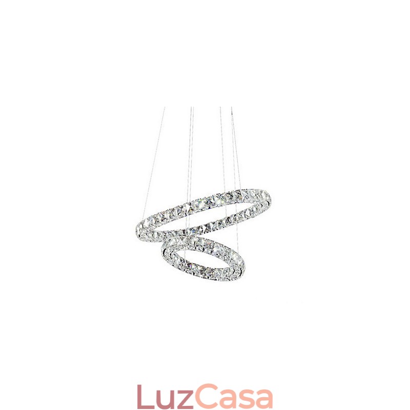 Luminária pendente de cristal moderna com 2 anéis e três lados K9, luminárias de teto internas de cristal