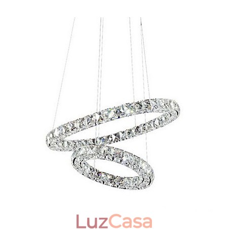 Luminária pendente de cristal moderna com 2 anéis e três lados K9, luminárias de teto internas de cristal