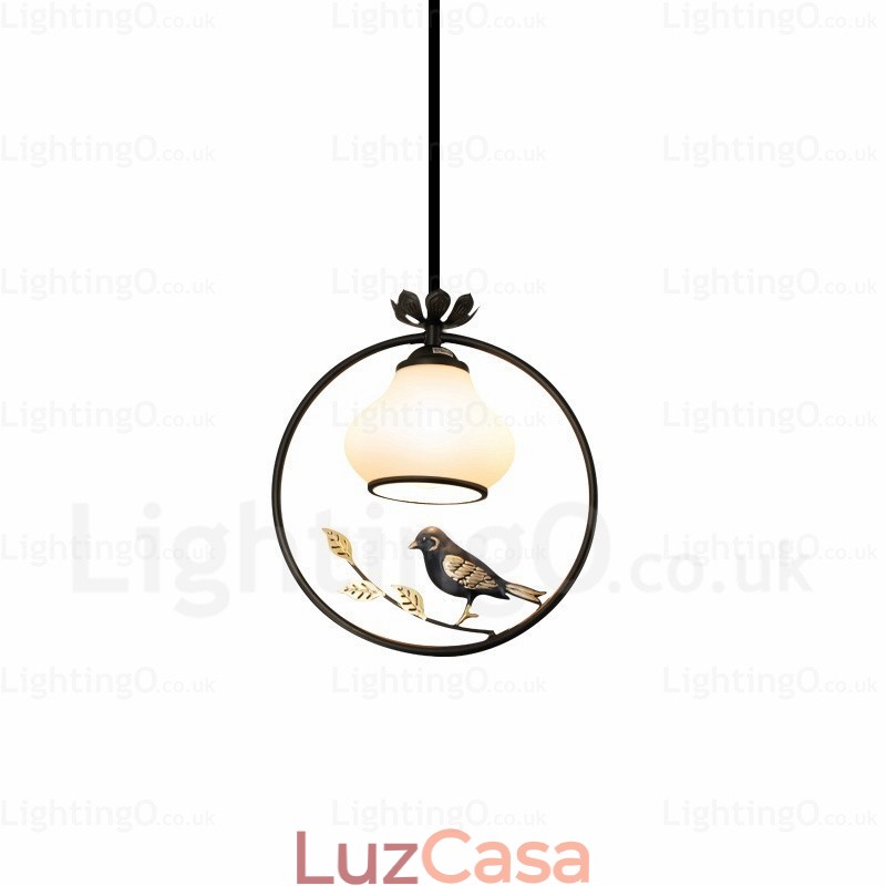 1 luz rústica rural pendente com cúpula de vidro