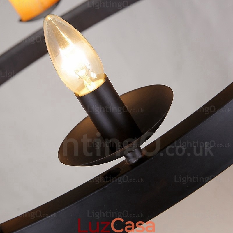 Luminária pendente retrô vintage de 8 luzes com cúpula de mármore