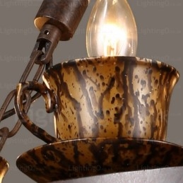 Luminária pendente rústica de 9 luzes