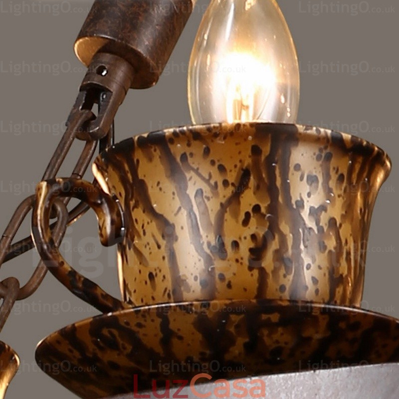 Luminária pendente rústica de 9 luzes