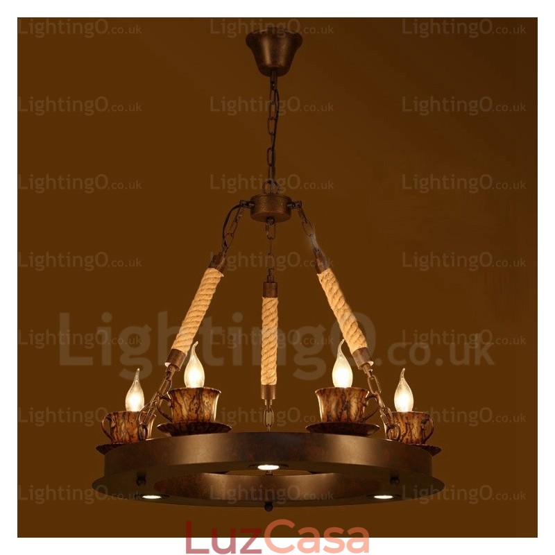 Luminária pendente rústica de 9 luzes