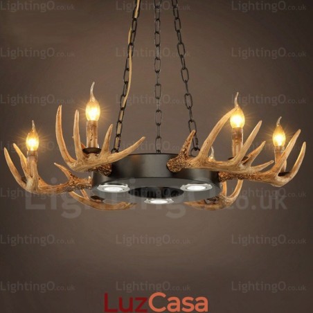 9 Luz Vintage Retro Rústico Chifre Lustre Pendente Luz 9 Luz Vintage Retro Rústico Chifre Lustre Pendente Luz