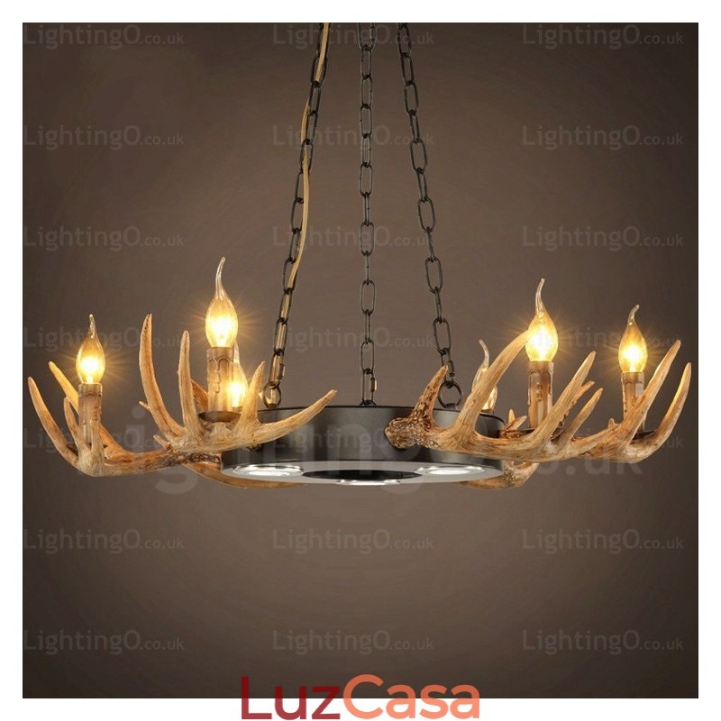 9 Luz Vintage Retro Rústico Chifre Lustre Pendente Luz
