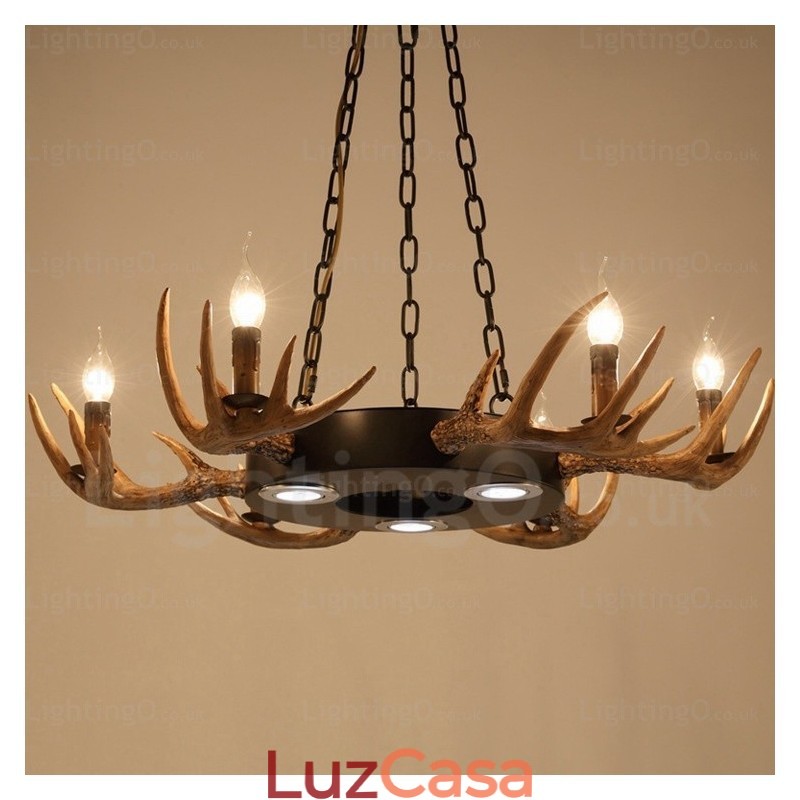 9 Luz Vintage Retro Rústico Chifre Lustre Pendente Luz