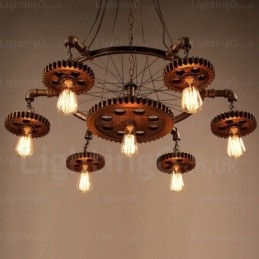 Luminária pendente retrô vintage de 7 luzes