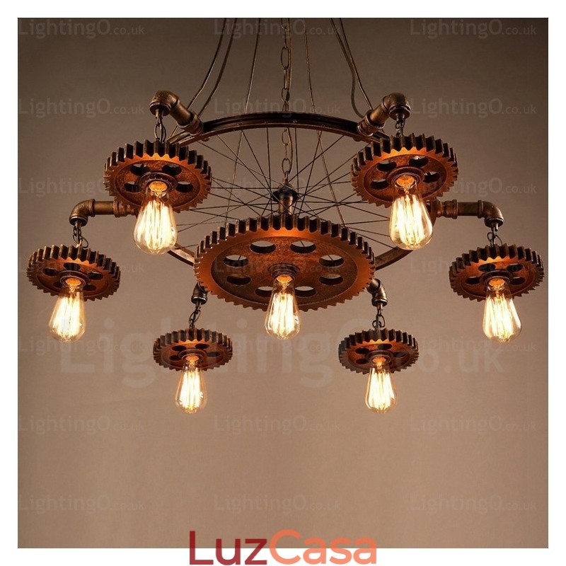 Luminária pendente retrô vintage de 7 luzes