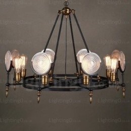 Luminária pendente retrô vintage de 6 luzes com cúpula de vidro