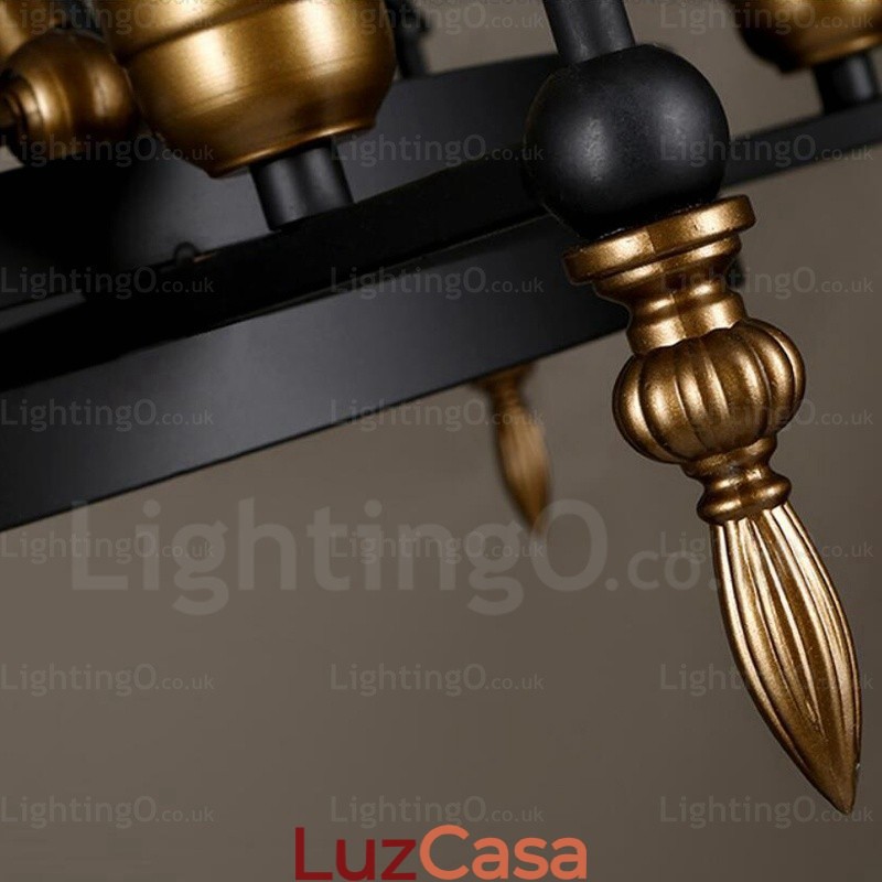 Luminária pendente retrô vintage de 6 luzes com cúpula de vidro