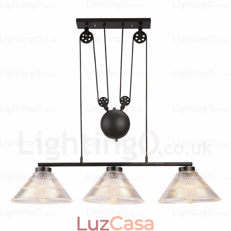 Luminária pendente moderna contemporânea de 2 luzes com cúpula de vidro
