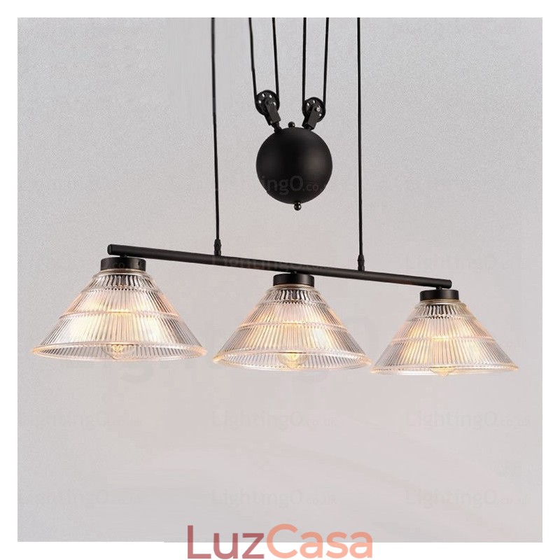 Luminária pendente moderna contemporânea de 2 luzes com cúpula de vidro