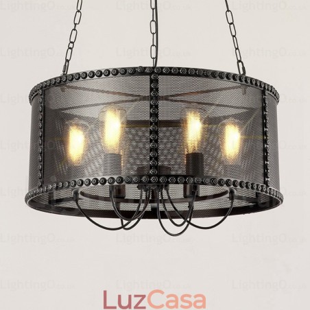 Luminária pendente retrô vintage de 6 luzes com cúpula de aço inoxidável Luminária pendente retrô vintage de 6 luzes com cúpula de aço inoxidável