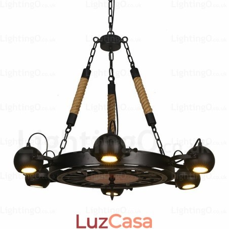 Luminária pendente retrô vintage de 6 luzes com cúpula de aço inoxidável Luminária pendente retrô vintage de 6 luzes com cúpula de aço inoxidável