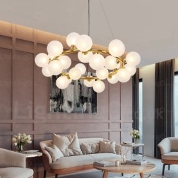 Luminária pendente nórdica de 25 luzes com cúpula de vidro