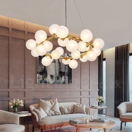 Luminária pendente nórdica de 25 luzes com cúpula de vidro Luminária pendente nórdica de 25 luzes com cúpula de vidro