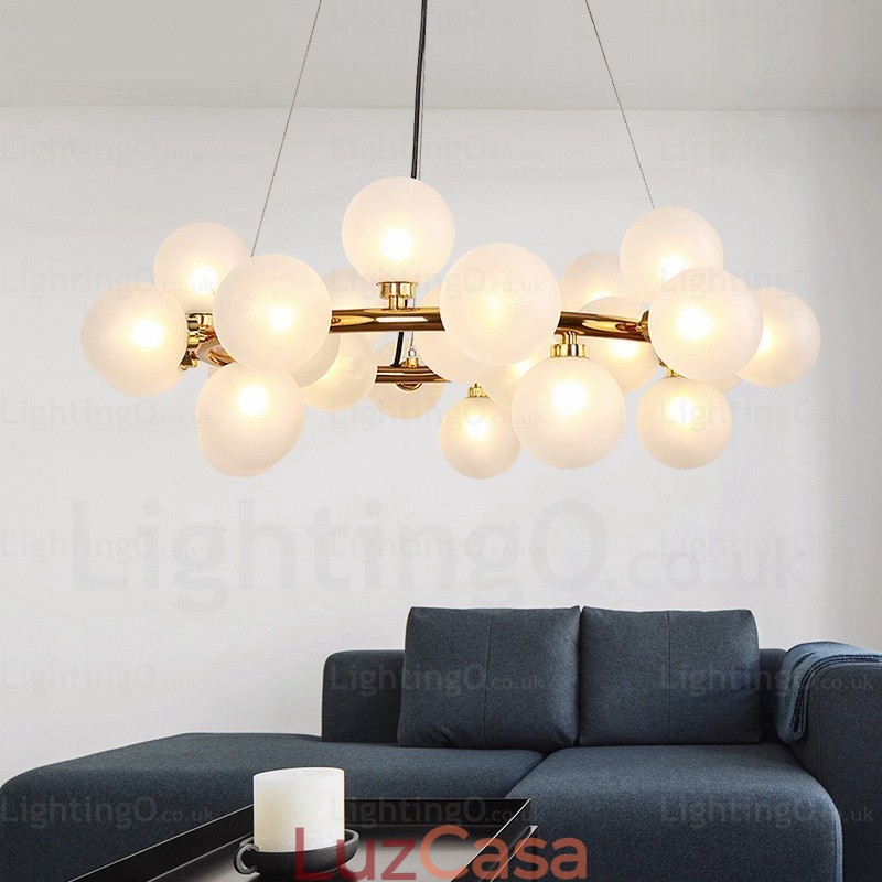 Luminária pendente nórdica de 25 luzes com cúpula de vidro