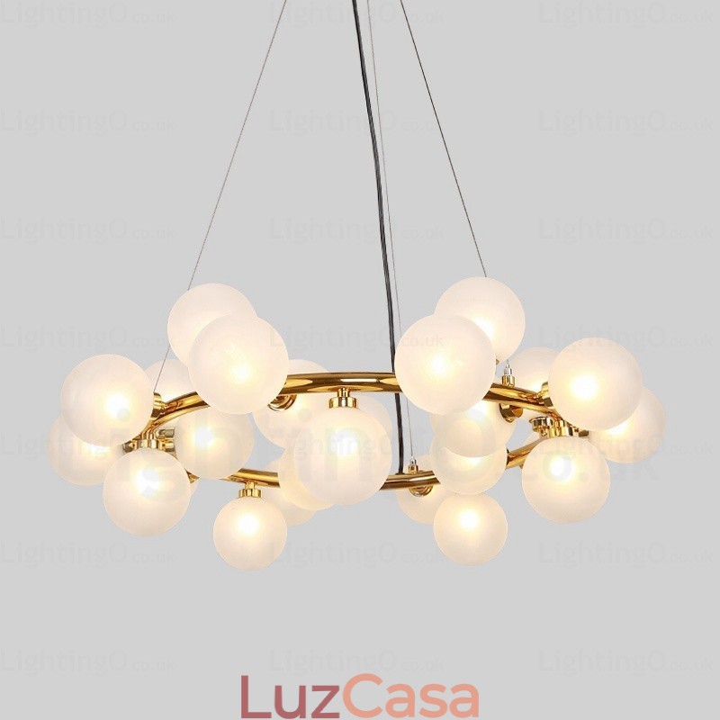 Luminária pendente nórdica de 25 luzes com cúpula de vidro