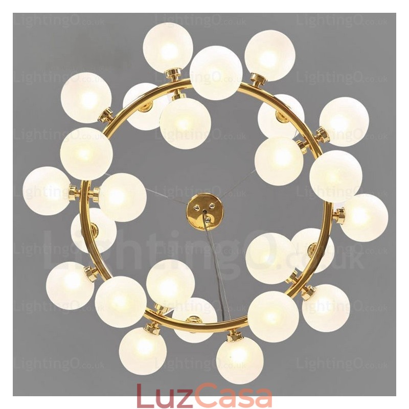 Luminária pendente nórdica de 25 luzes com cúpula de vidro