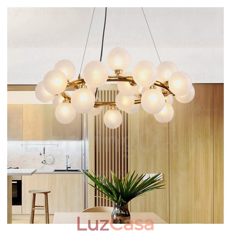 Luminária pendente nórdica de 25 luzes com cúpula de vidro