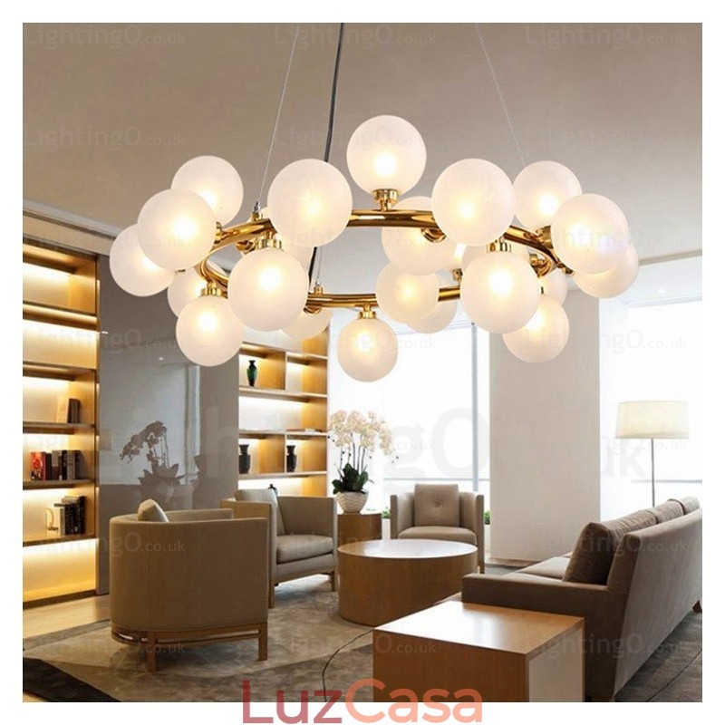 Luminária pendente nórdica de 25 luzes com cúpula de vidro
