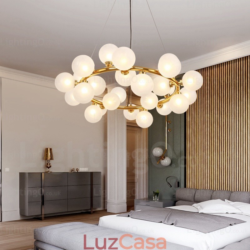 Luminária pendente nórdica de 25 luzes com cúpula de vidro