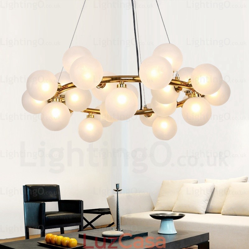 Luminária pendente nórdica de 25 luzes com cúpula de vidro