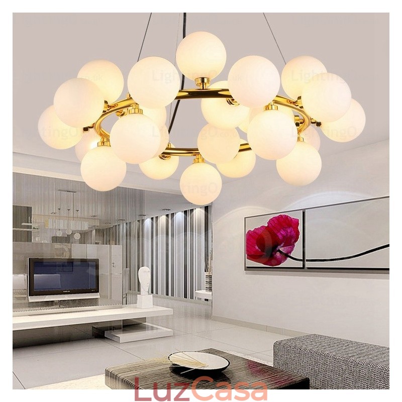 Luminária pendente nórdica de 25 luzes com cúpula de vidro