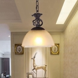 1 luz pendente rústica country com cúpula de vidro