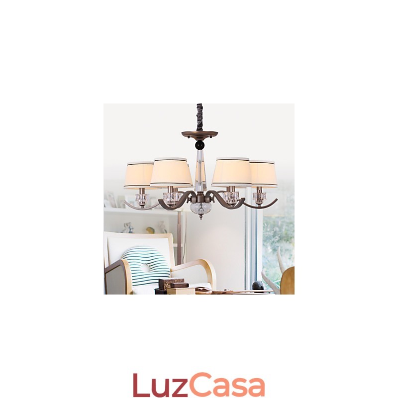 Lustre de Cristal 6 Luzes Moda Pintura Metal