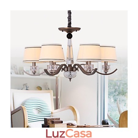Lustre de Cristal 6 Luzes Moda Pintura Metal