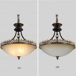 Luminária pendente rústica de 3 luzes com cúpula de vidro