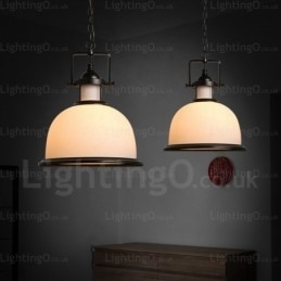 1 luz pendente rústica country com cúpula de vidro