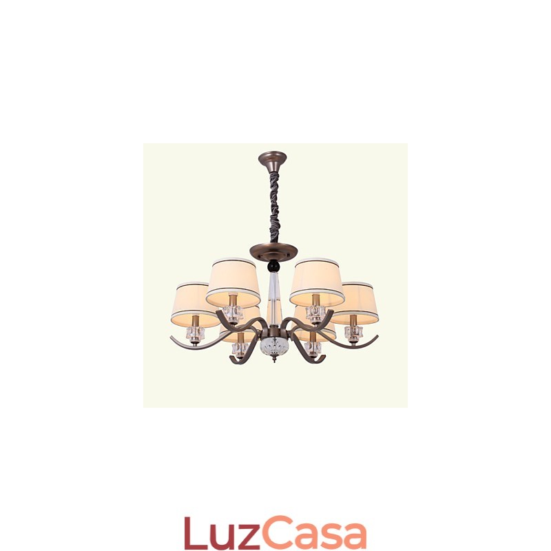 Lustre de Cristal 6 Luzes Moda Pintura Metal