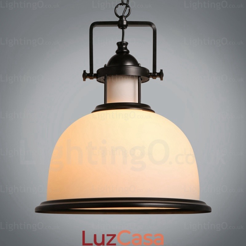 1 luz pendente rústica country com cúpula de vidro