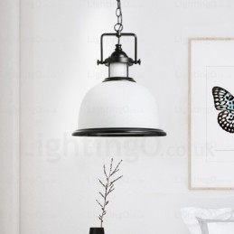 1 luz pendente rústica country com cúpula de vidro