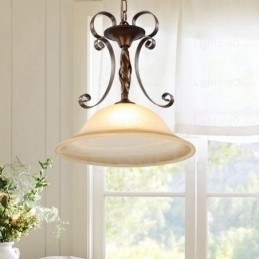 1 luz pendente rústica country com cúpula de vidro