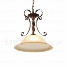 1 luz pendente rústica country com cúpula de vidro