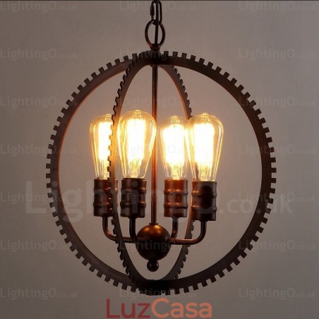 Luminária pendente retrô vintage de 4 luzes Luminária pendente retrô vintage de 4 luzes