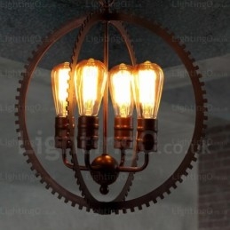 Luminária pendente retrô vintage de 4 luzes