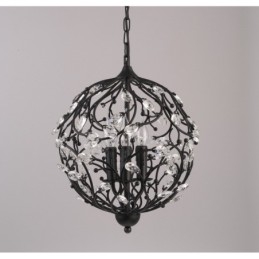 Luminária pendente de cristal globo retrô vintage com 3 luzes